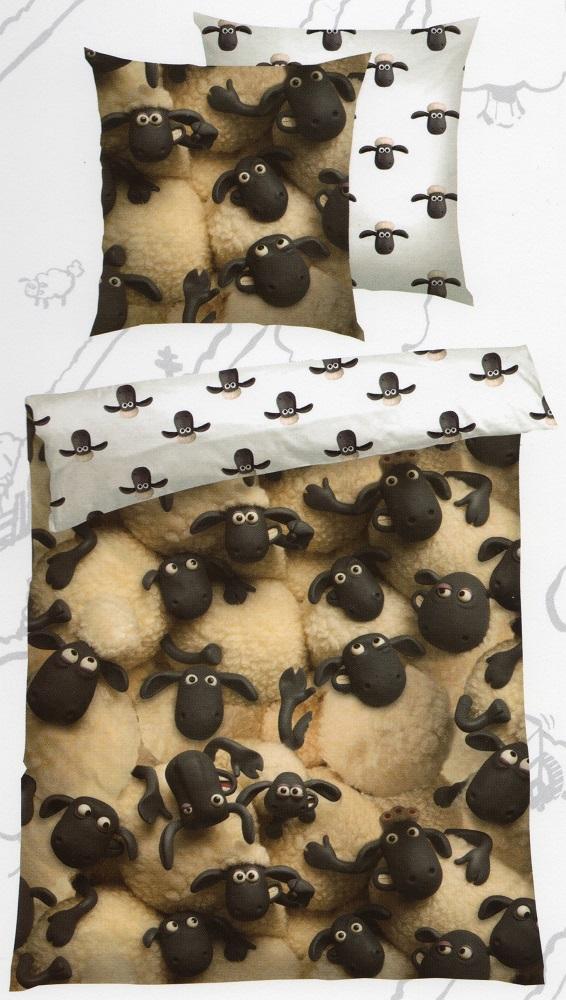 Bettwäsche Shaun das Schaf - viele Schafe - 135 x 200 cm + 80 x 80cm - Baumwolle